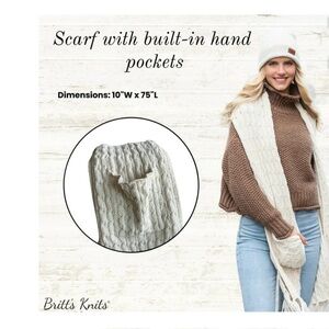 Britt's Knits Soft Knit Chenille Knotted Fringe Pocket Scarf
